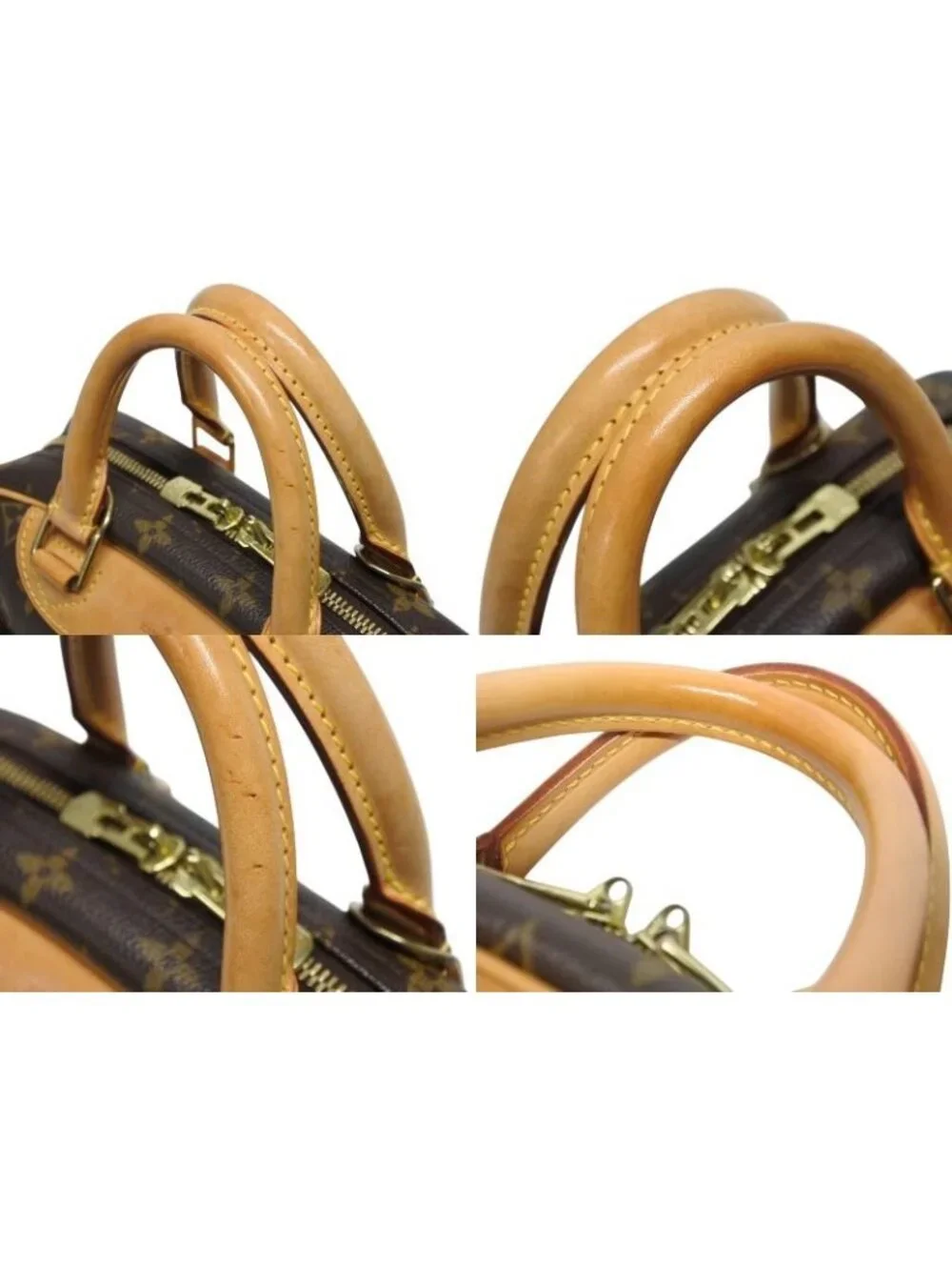 Louis Vuitton Trouville Handbag Monogram Brown Leather Gold